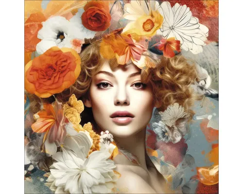 Tablou sticlă Flowers On Her Head I 80x80 cm buc