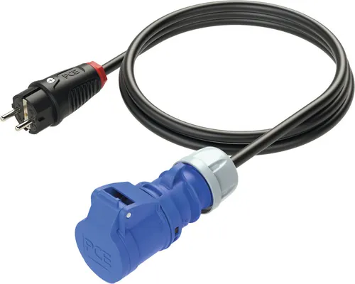 Cablu adaptor PCE 75cm 16A, ștecher CP 230V -> cuplă industrială 2P+E buc