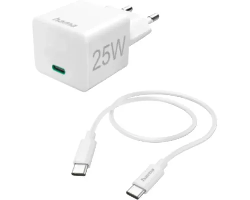 Încărcător fast charge încărcare rapidă Hama 25W & cablu USB-C 1,5m alb buc