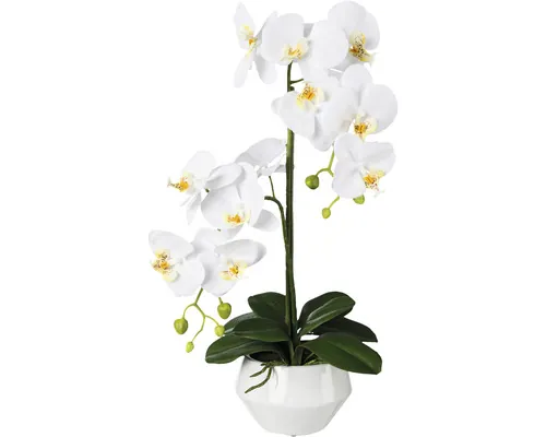 Plantă artificială Orhidee fluture Phalaenopsis în ghiveci H 52 cm buc