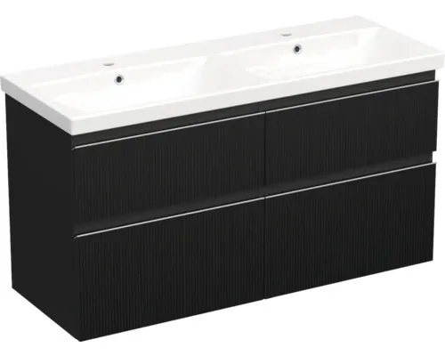 Set mobilier baie suspendat Jungborn TRENTA 120 cm riflaj 1 negru buc