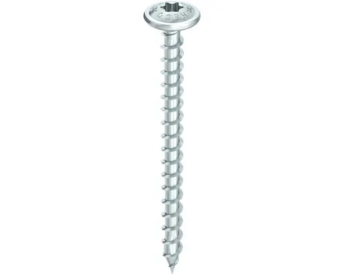 Șuruburi pentru lemn cu cap bombat Torx Heco Topix-Plus 8x120 mm oțel zincat albastru, 50 bucăți, filet complet, sistem GripFit pac