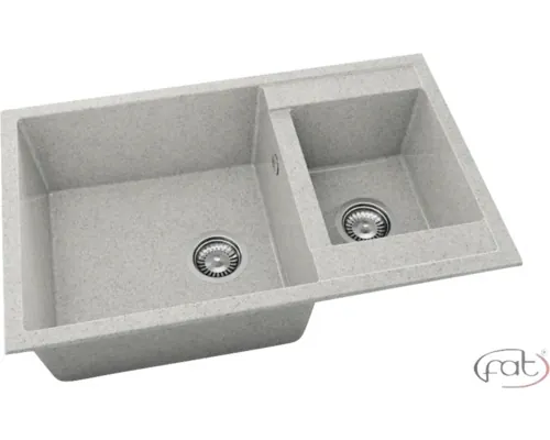 Chiuvetă bucătărie granixit 2 cuve FAT Avangard 233 49x80 cm fără picurător Pewter reversibilă buc