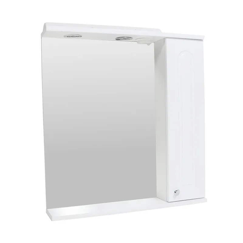 Dulap baie cu oglinda, iluminare si polita, 1 usa, dreapta, Martplast, alb, 63 x 16.5 x 68 cm buc