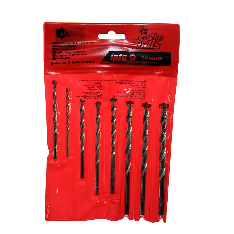 Set 8 burghie Top Tools 60H508, mandrina standard, pentru beton, 3-10 mm 8buc
