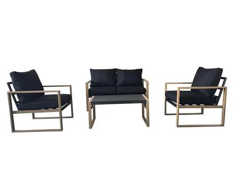 Set mobilier grădină/terasă Mauritius 4 piese 5 locuri negru buc