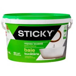 Vopsea lavabila interior antimucegai alba 4l Sticky