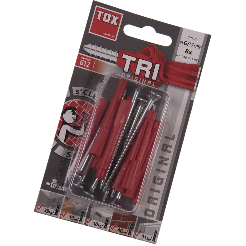 Diblu Tri cu surub, pentru fixari in beton, Ø 6 mm, L 51 mm, 8 buc