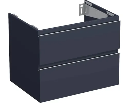 Dulap bază lavoar baie suspendat Jungborn TRENTA 70 cm PAL albastru Marino 2 sertare, mâner argintiu buc