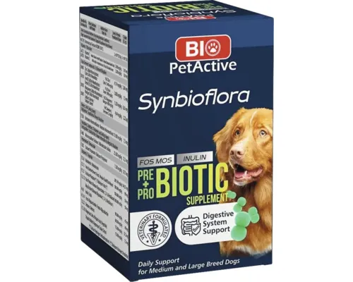 Supliment nutrititv Pre+Pro Biotic pentru câini Bio PetActive Talie Medie și Mare 60 tablete buc