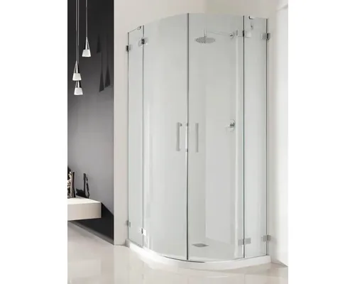 Ușă și parte fixă cabină de duș semirotundă Radaway Euphoria PDD 90 cm dreapta profil crom sticlă transparentă buc