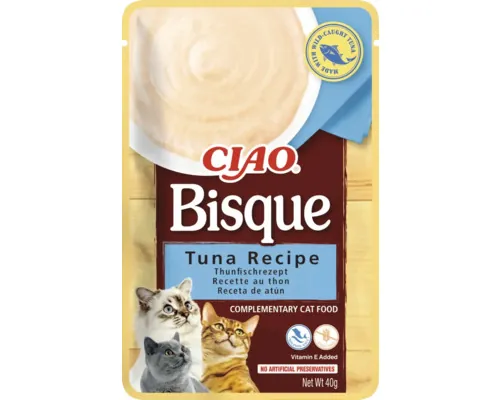 Hrană umedă pentru pisici CIAO Bisque cu ton fără cereale, gluten, lactoză și zahăr 40 g buc