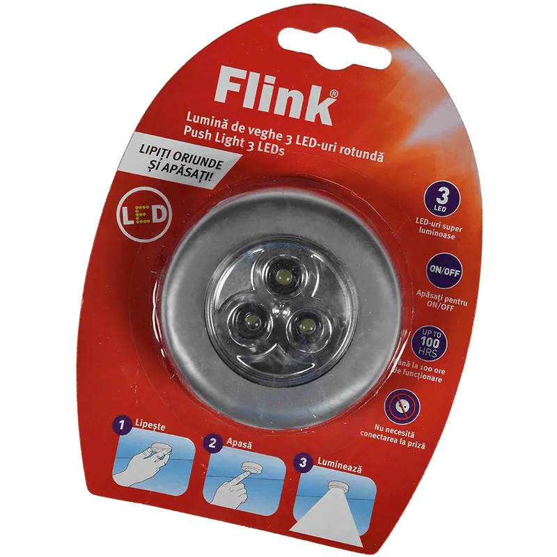 Lampa de veghe Flink, 3 LED-uri, utilizare la interior, rotunda