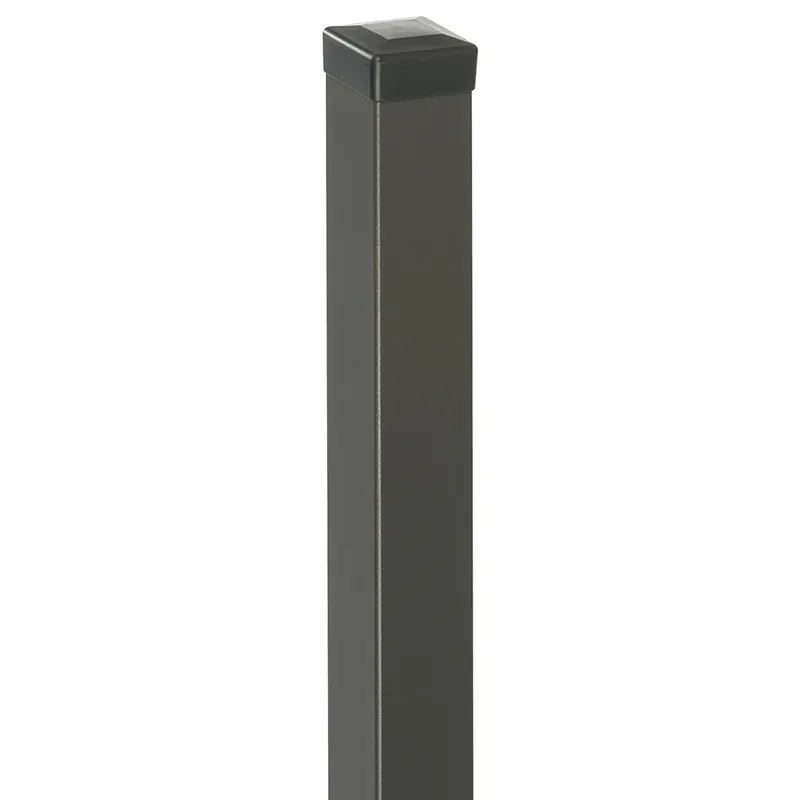 Stalp gard Cristal, otel, patrat, gri antracit, RAL 7016, 2 m, 50 x 50 mm
