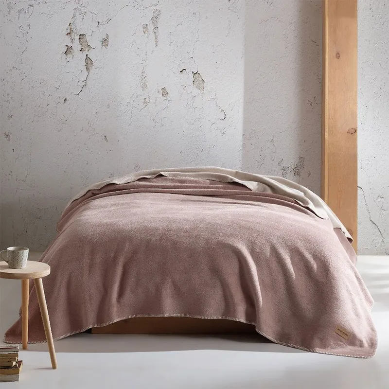 Patura Jared cu aspect fleece 150x200 cm, 500 g, 60% bumbac, crem/bej