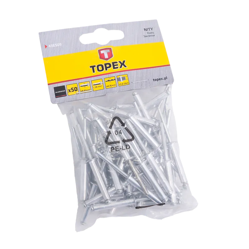 Nituri pop, aluminiu, Topex, 4,8 x 28 mm, 50 bucati 50buc