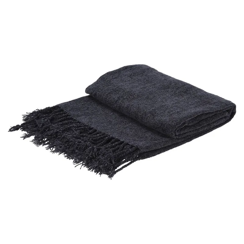 Pled cu franjuri Evelyn, 127x152 cm, gri inchis
