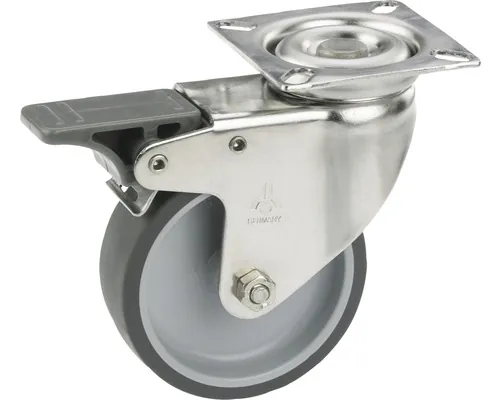 Roată pivotantă plastic Tarrox Ø50mm, placă fixare 60x60 mm, cu rulment & frână buc