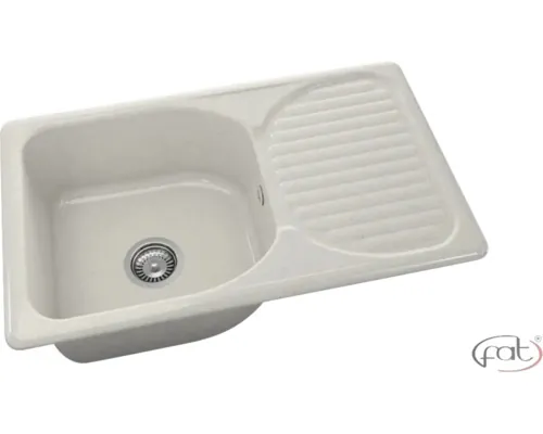 Chiuvetă bucătărie granixit 1 cuvă FAT Arctic 215 49x80x21 cm cu picurător alb buc