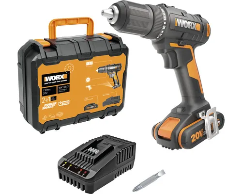 Mașină de găurit & înșurubat (Bormașină) Worx WX 108.3 20V max 40Nm, max. 1600 r/min, incl. acumulator și încărcător buc