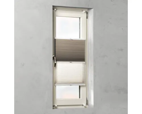 Jaluzea plisată dublă Soluna, tensionată lateral, natur/bej, 45x130 cm buc