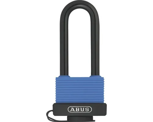 Lacăt alamă plastifiată Abus Outdoor Security 50mm, belciug lung Ø8mm, 2 chei, albastru buc