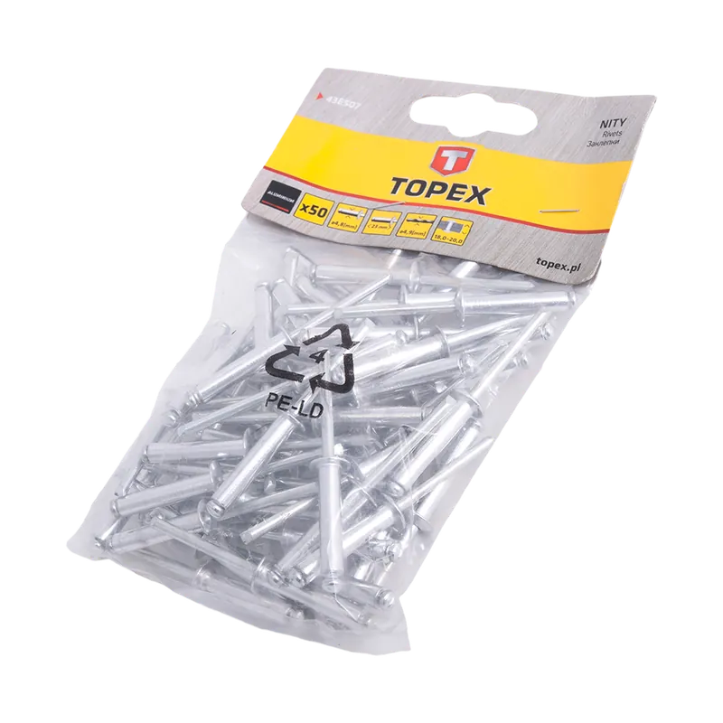 Nituri, aluminiu, Topex 43E507, 4.8 x 23 mm, 50 bucati 50buc