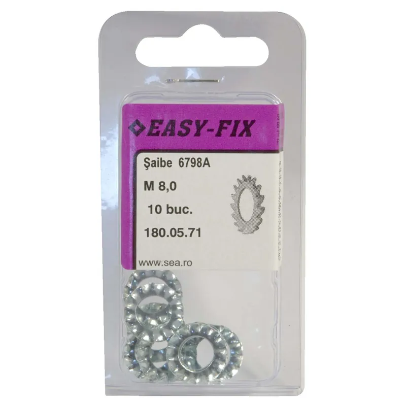 Saiba crestat, Easy-Fix, DIN 6798A, otel, zincat alb, M8, set 10 bucati 10buc