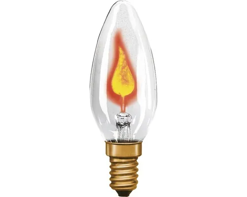 Bec incadescent tip flacără Paulmann E14 3W, glob lumânare clară, durată viață 1.000 h buc