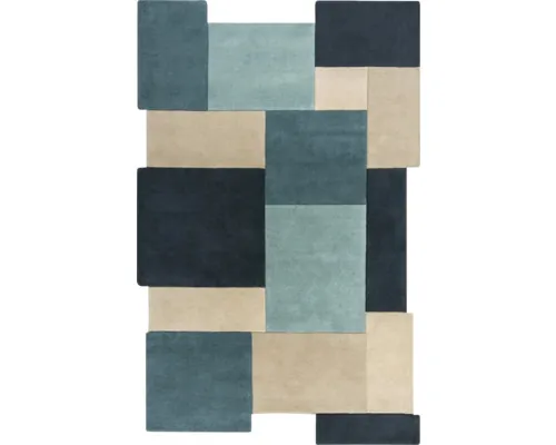 Covor lână Collage Teal albastru/crem 150x240 cm buc