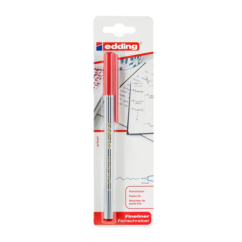 Fineliner Edding 55, cu varf fetru de 0,3 mm, rosu