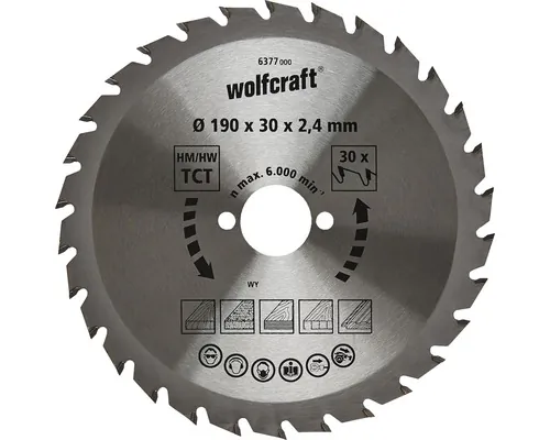 Disc fierăstrău circular Wolfcraft Ø190x2,4x30 mm 30 dinți buc