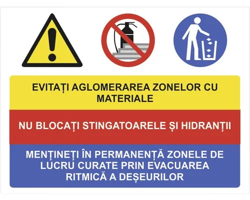 Indicator avertizare menținerea curată a căilor de evacuare buc