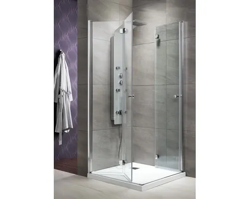 Cabină de duș pătrată Radaway EOS KDD-B, 80x80x197 cm, 2 uși pliabile, sticlă securizată transparentă, profil crom buc