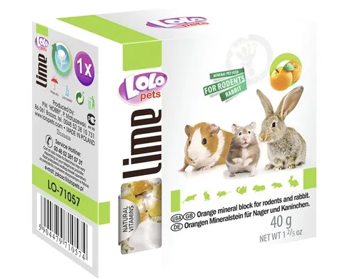 Calcar natural Lolo cu aromă de portocale pentru rozătoare, 40 g buc