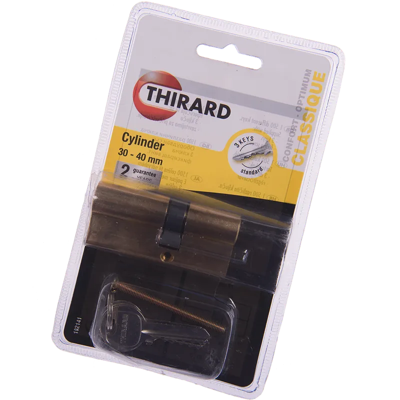 Cilindru de siguranta cu 5 pini, Thirard SA Series, alama, 30 x 40 mm, 3 chei