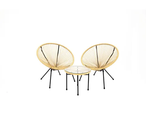 Set mobilier grădină/terasă 3 piese 2 locuri natur buc