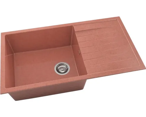 Chiuvetă bucătărie granixit 1 cuvă FAT Avangard 230 49x95 cm cu picurător Dark Salmon reversibilă buc