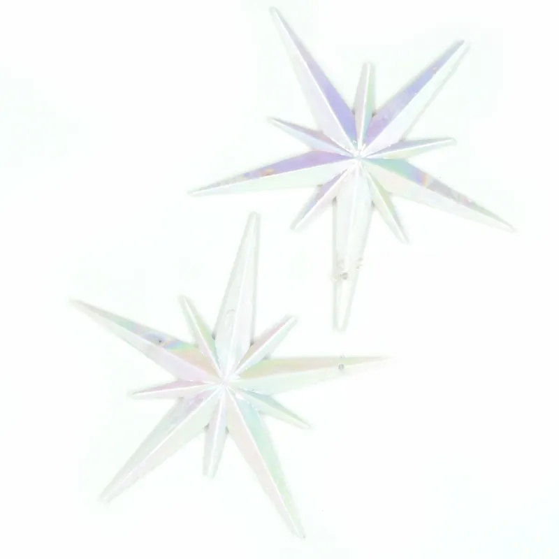 Set 2 stele decorative de Craciun, plastic, alb sidef, 10 x 10 cm 2buc