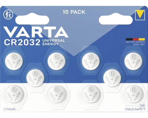 Baterie buton litiu Varta Energy CR2032 3V, pachet 10 bucăți pac