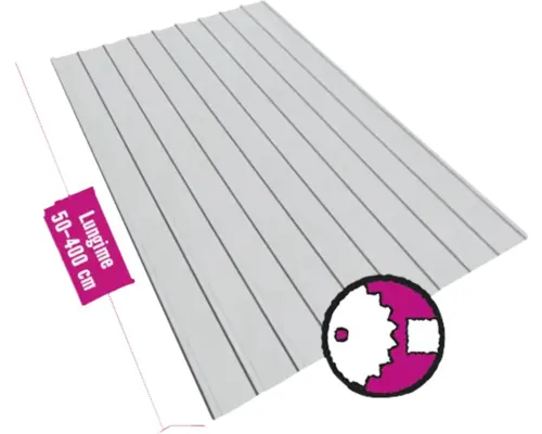 Tablă cutată Bravo H6 970x0,4 mm zinc (lungime configurabilă) m