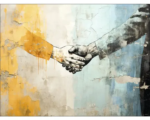Tablou canvas Pure Living Shake Hands 77x57 cm buc