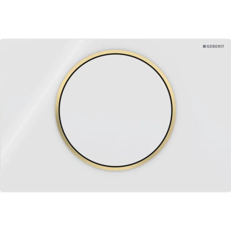 Clapeta de actionare, Geberit, Sigma 10, plastic, alb mat, auriu lucios, 246x164x14mm