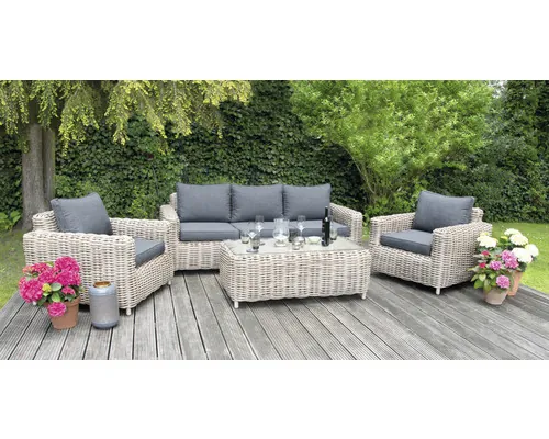 Set mobilier grădină/terasă Premium Luxur poliratan 4 piese 5 locuri gri buc
