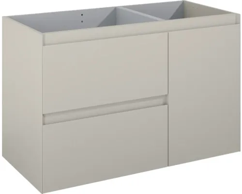 Dulap bază lavoar baie suspendat Jungborn DECEM 100 cm MDF fume mat 2 sertare 1 coș rufe dreapta buc