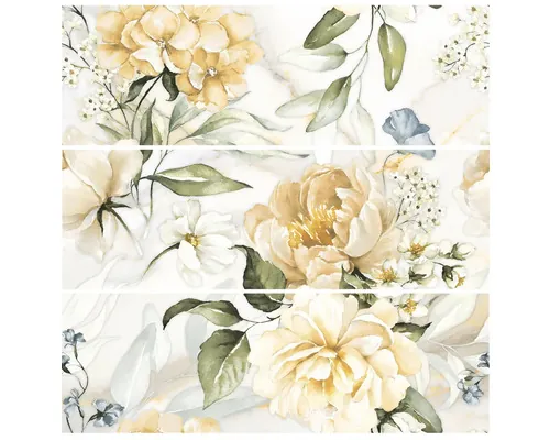 Faianță decor Excelsis alb lucios rectificată 73,2x74,4 cm 3 plăci/set buc