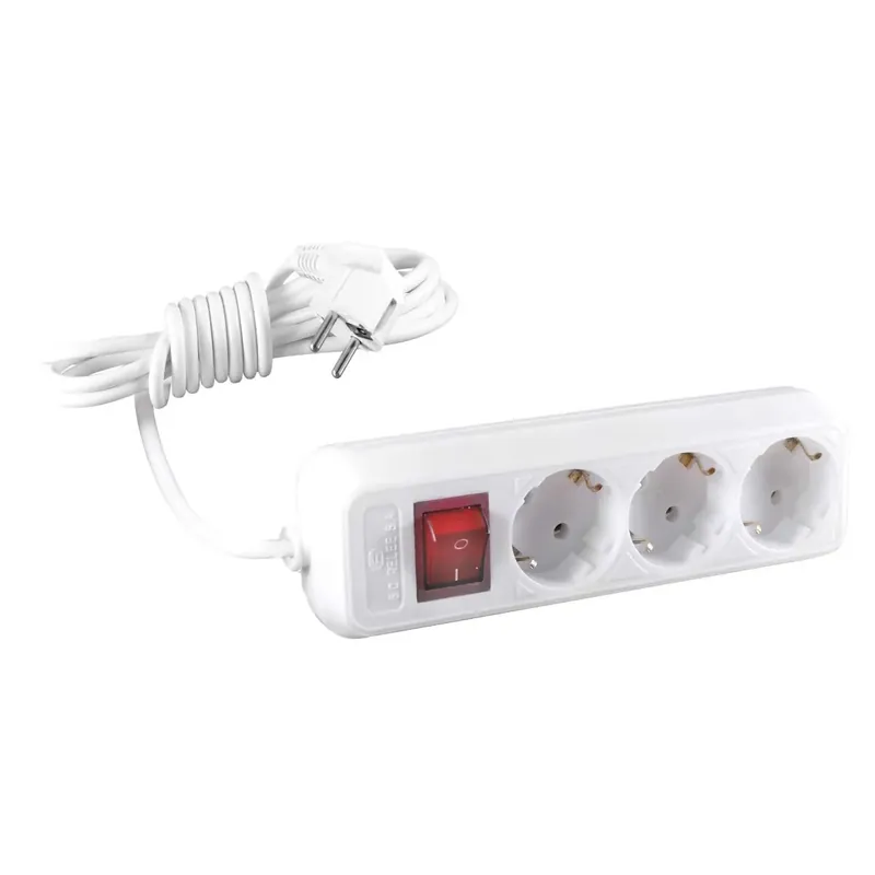 Prelungitor 0272, 3 prize, 5 m, 2500 W, 3 x 1 mmp, contact de protectie, intrerupator buc