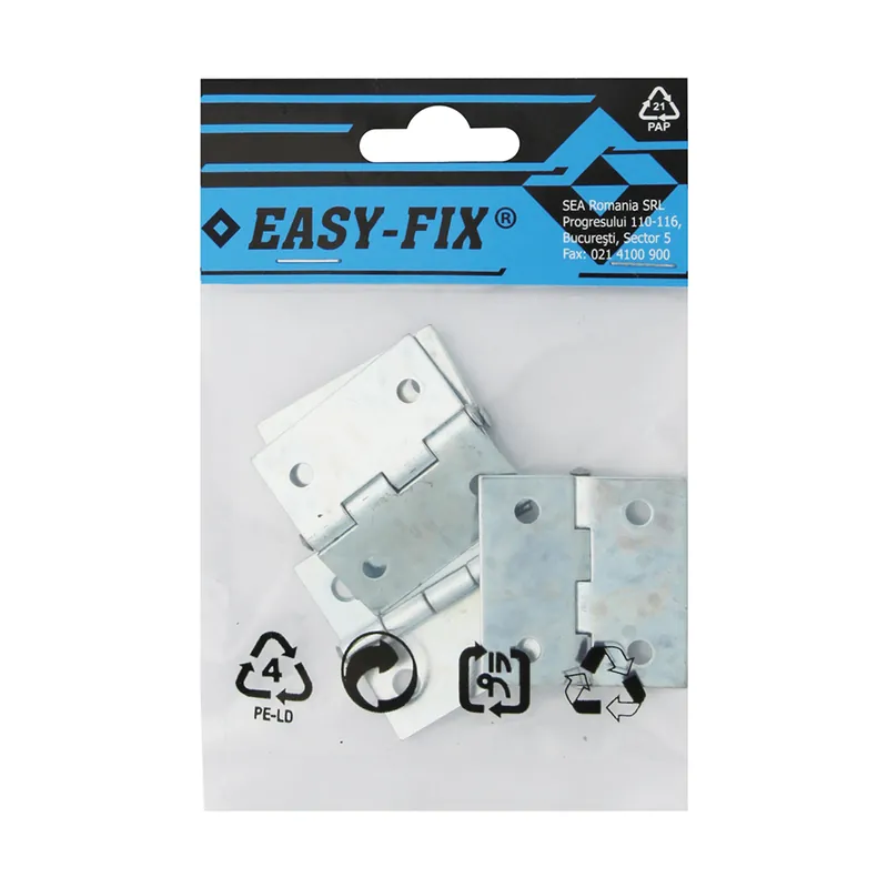 Balama aripi plane Easy-fix, otel zincat alb, argintiu, 40 x 40 x 1 mm, 4 buc