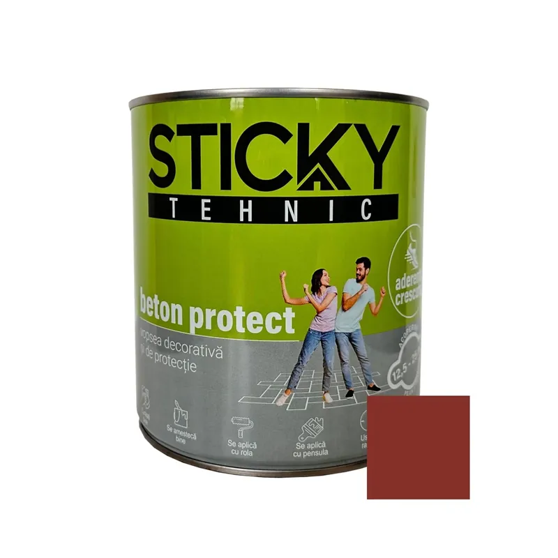 Vopsea acrilica pentru lemn / metal, Sticky Tehnic beton protect, interior / exterior, maro roscat, 2.5 L bucată