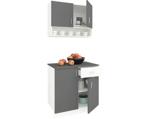 Mobilă de bucătărie Berna, L 80 cm, alb/antracit buc